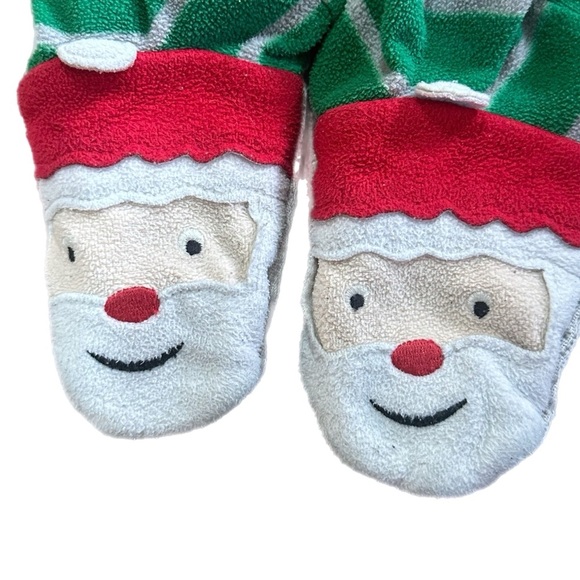 Carter’s Christmas Green Striped Fleece Zip Footed Sleeper Boys 24 Months - Picture 3 of 7
